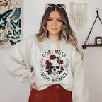 Skull and Rose Mom Sweatshirt | Don’t Mess With Momma Graphic Gildan 18000 Sweatshirt