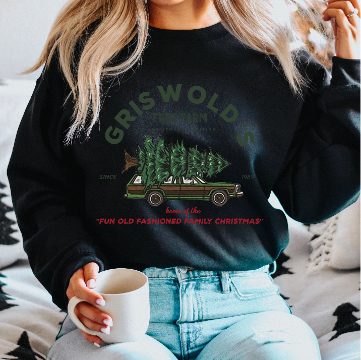 Griswold  Family Christmas Sweatshirt | Vintage Christmas Tree Farm Family Gildan 18000 Sweatshirt