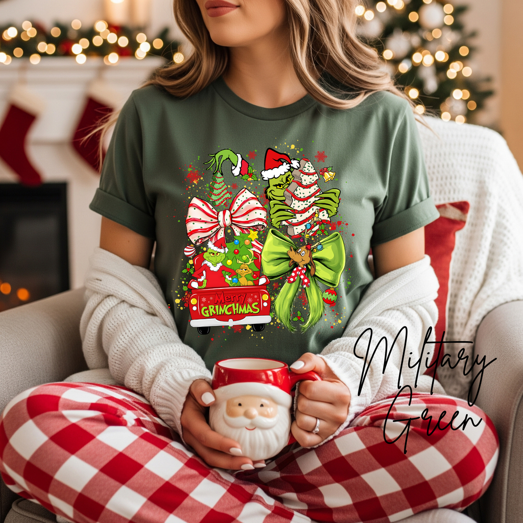 Ladies Merry Grinchmas Shirt | Bella Canvas 3001 Christmas Graphic Tee