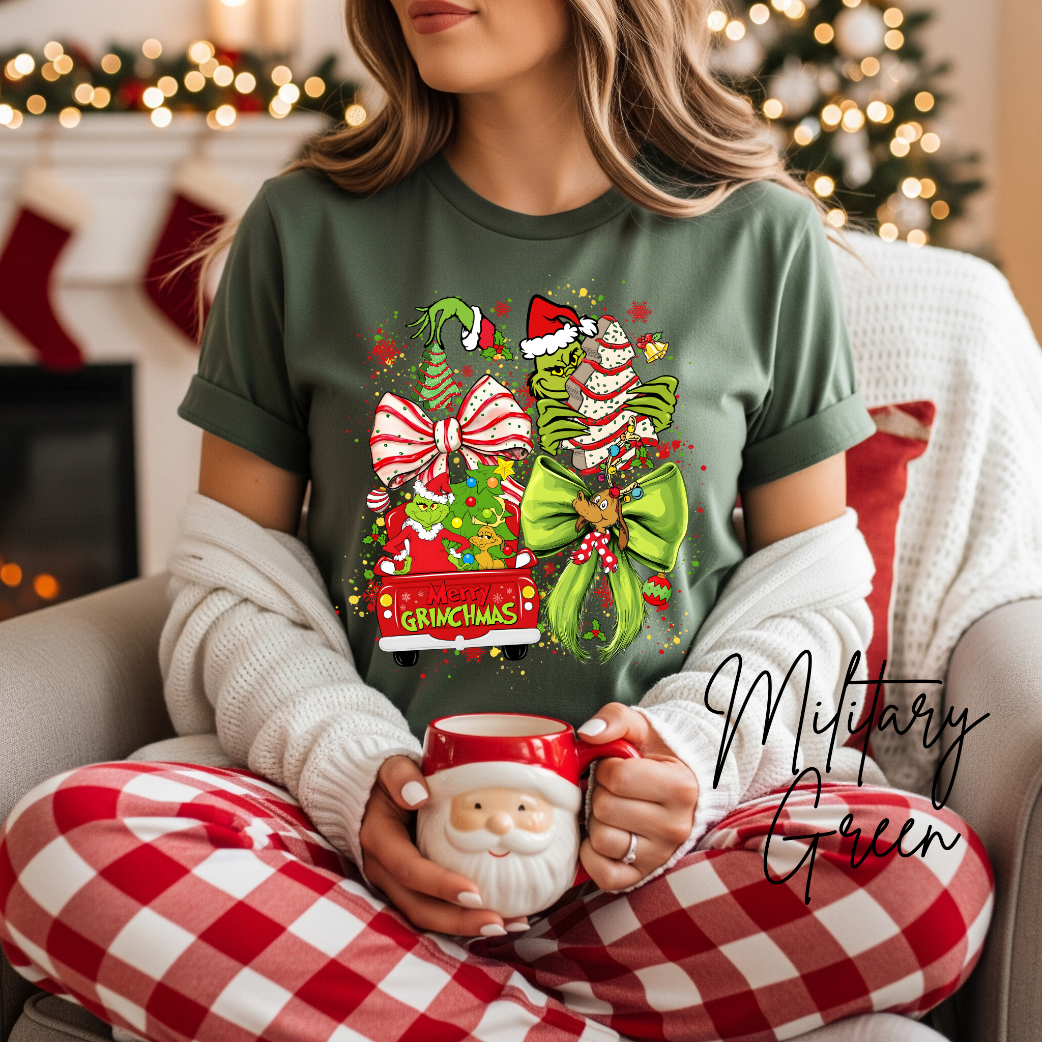 Ladies Merry Grinchmas Shirt | Bella Canvas 3001 Christmas Graphic Tee