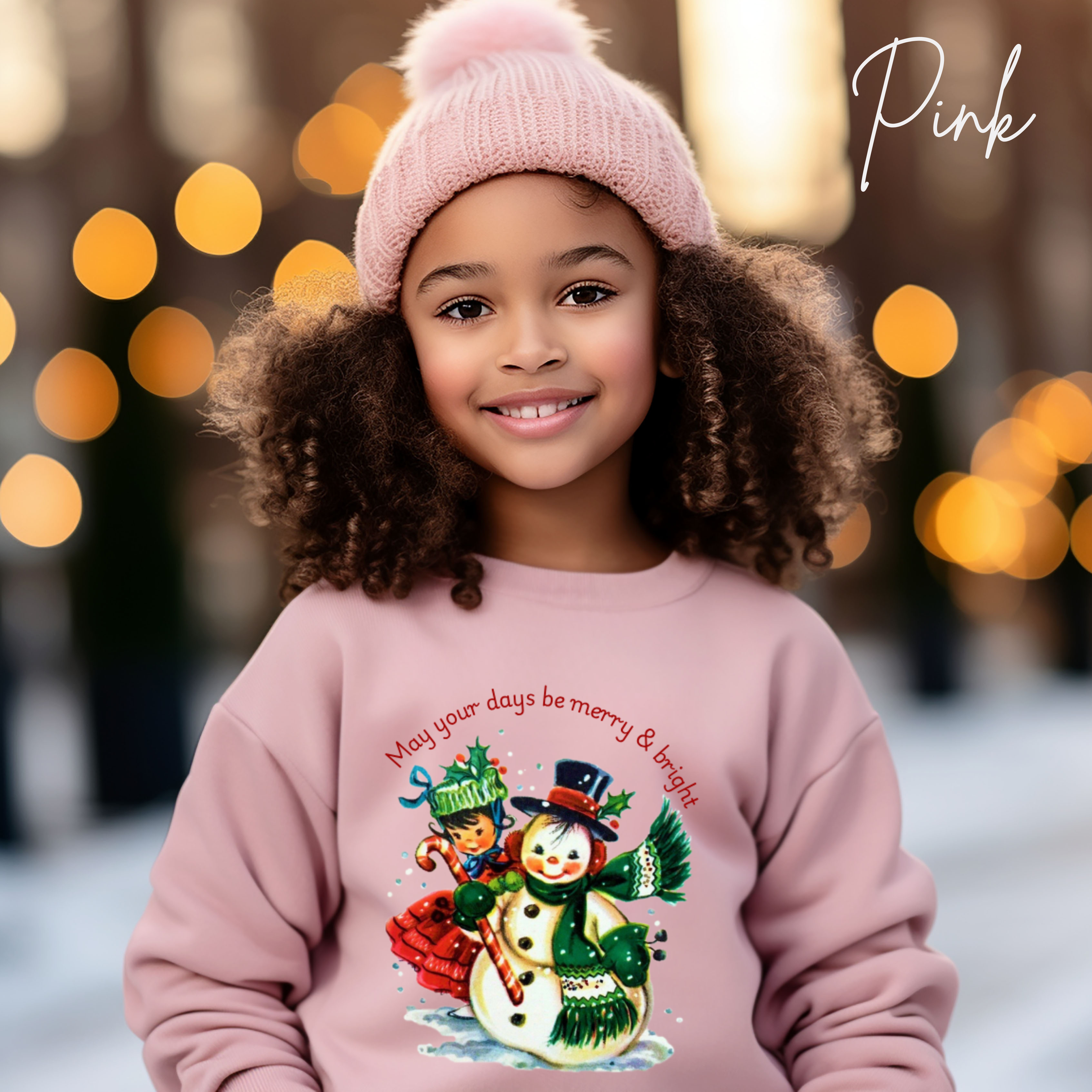 Kids Christmas Sweatshirt | May Your Days Be Merry and Bright Vintage Snowman Gildan 18000B Sweatshirt