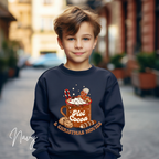 Hot Cocoa and Christmas Movies Kids Sweatshirt | Cute Gingerbread Cup Gildan 18000B Sweatshirt