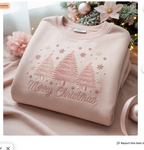 🎄✨ Merry Christmas Embroidered Trees Sweatshirt – Gildan 18000 Cozy Holiday Crewneck • Minimalist Festive Winter Style 🎄✨