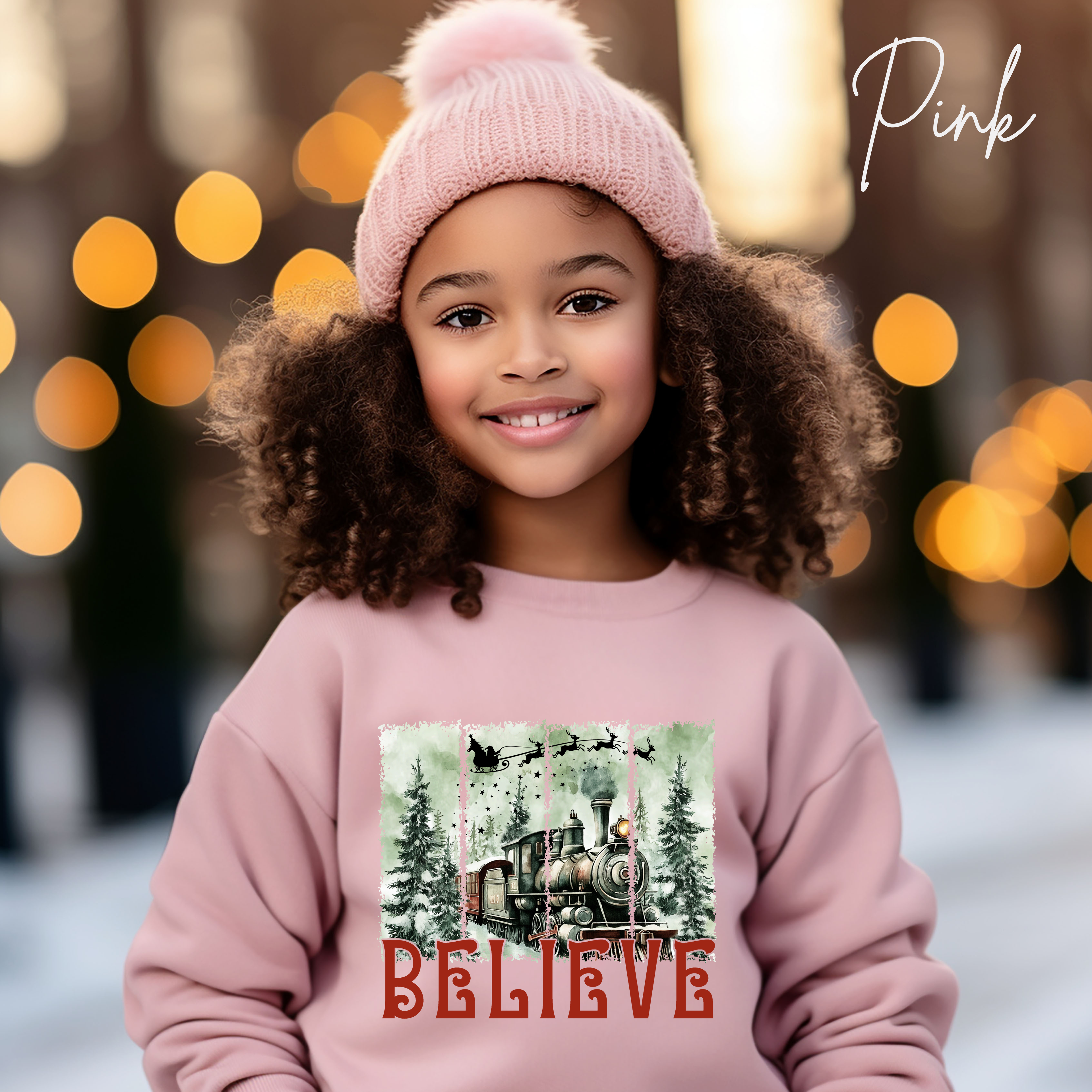 Believe Kids Christmas Sweatshirt | Magical Polar Express Holiday Pullover Gildan 18000B Sweatshirt