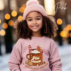 Hot Cocoa and Christmas Movies Kids Sweatshirt | Cute Gingerbread Cup Gildan 18000B Sweatshirt