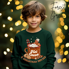 Hot Cocoa and Christmas Movies Kids Sweatshirt | Cute Gingerbread Cup Gildan 18000B Sweatshirt