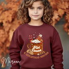 Hot Cocoa and Christmas Movies Kids Sweatshirt | Cute Gingerbread Cup Gildan 18000B Sweatshirt
