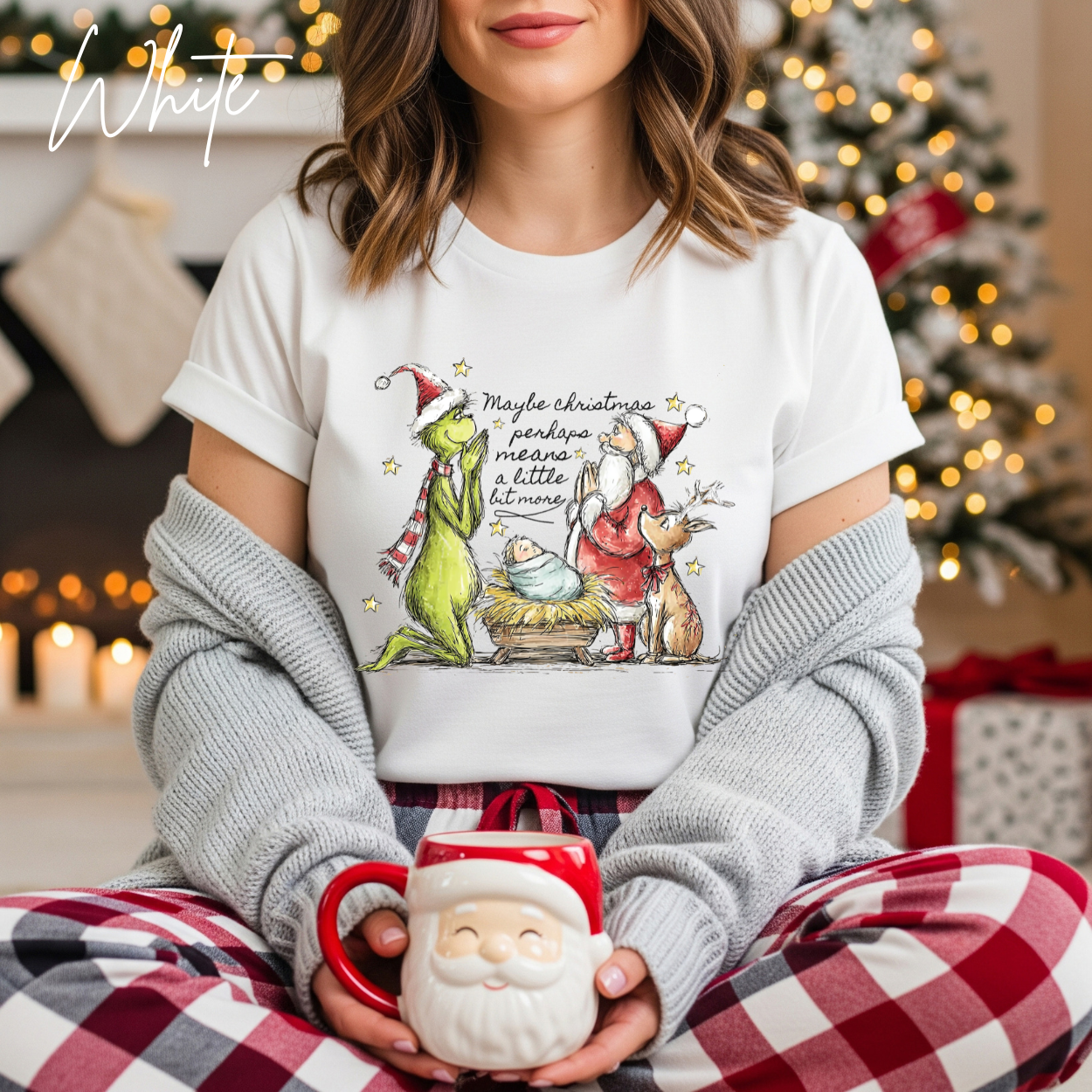 🦌🎄 Maybe Christmas Perhaps Means a Little Bit More T-Shirt 🎄✨ | Grinch Nativity Scene Tee | Funny Christmas Jesus Shirt | Holiday Graphic Tee