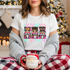 3 Nutcracker Christmas T-Shirt 🎄 | Watercolor Holiday with Checker Border for Women Bella Canvas 3001 Tshirt