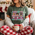 3 Nutcracker Christmas T-Shirt 🎄 | Watercolor Holiday with Checker Border for Women Bella Canvas 3001 Tshirt
