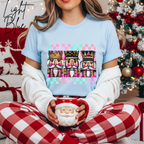 3 Nutcracker Christmas T-Shirt 🎄 | Watercolor Holiday with Checker Border for Women Bella Canvas 3001 Tshirt