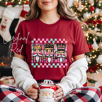 3 Nutcracker Christmas T-Shirt 🎄 | Watercolor Holiday with Checker Border for Women Bella Canvas 3001 Tshirt