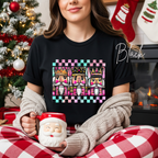 3 Nutcracker Christmas T-Shirt 🎄 | Watercolor Holiday with Checker Border for Women Bella Canvas 3001 Tshirt