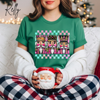 3 Nutcracker Christmas T-Shirt 🎄 | Watercolor Holiday with Checker Border for Women Bella Canvas 3001 Tshirt