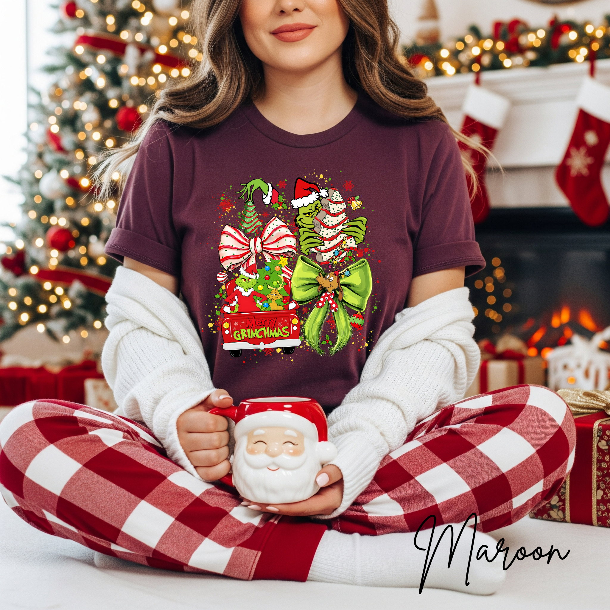 Ladies Merry Grinchmas Shirt | Bella Canvas 3001 Christmas Graphic Tee