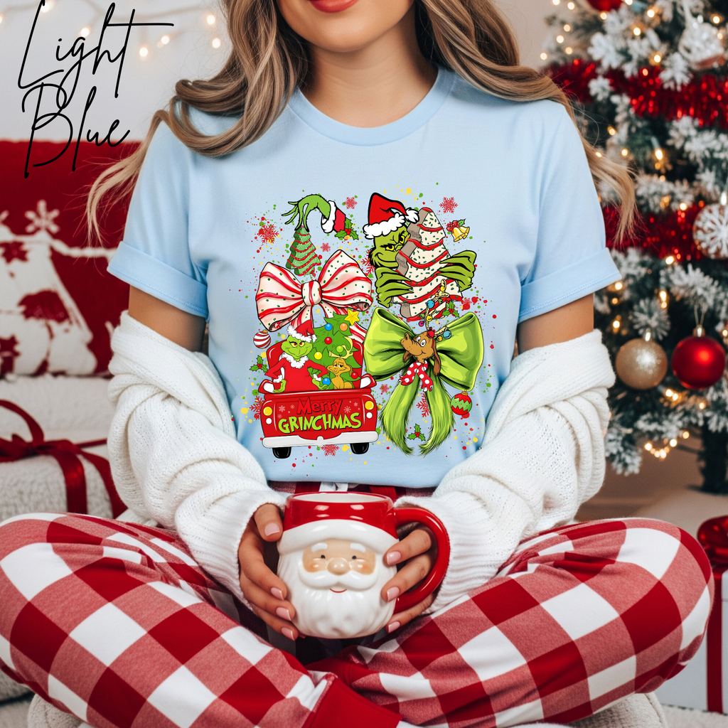 Ladies Merry Grinchmas Shirt | Bella Canvas 3001 Christmas Graphic Tee