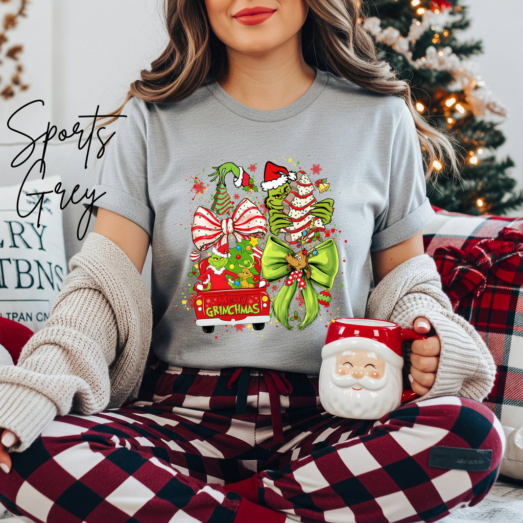 Ladies Merry Grinchmas Shirt | Bella Canvas 3001 Christmas Graphic Tee