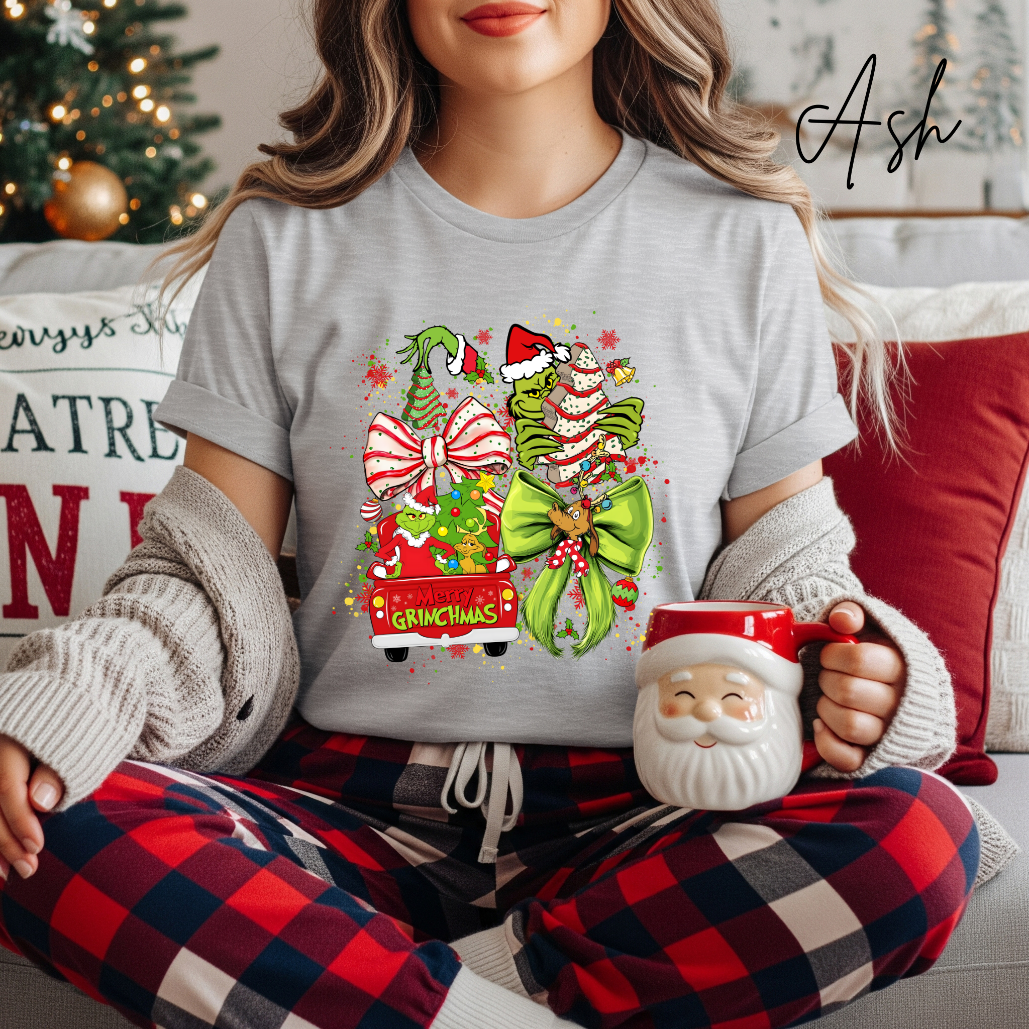 Ladies Merry Grinchmas Shirt | Bella Canvas 3001 Christmas Graphic Tee