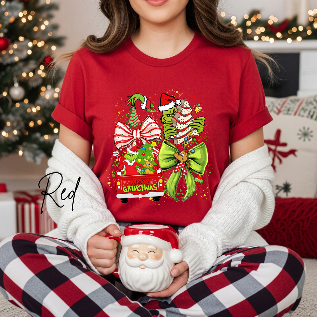 Ladies Merry Grinchmas Shirt | Bella Canvas 3001 Christmas Graphic Tee