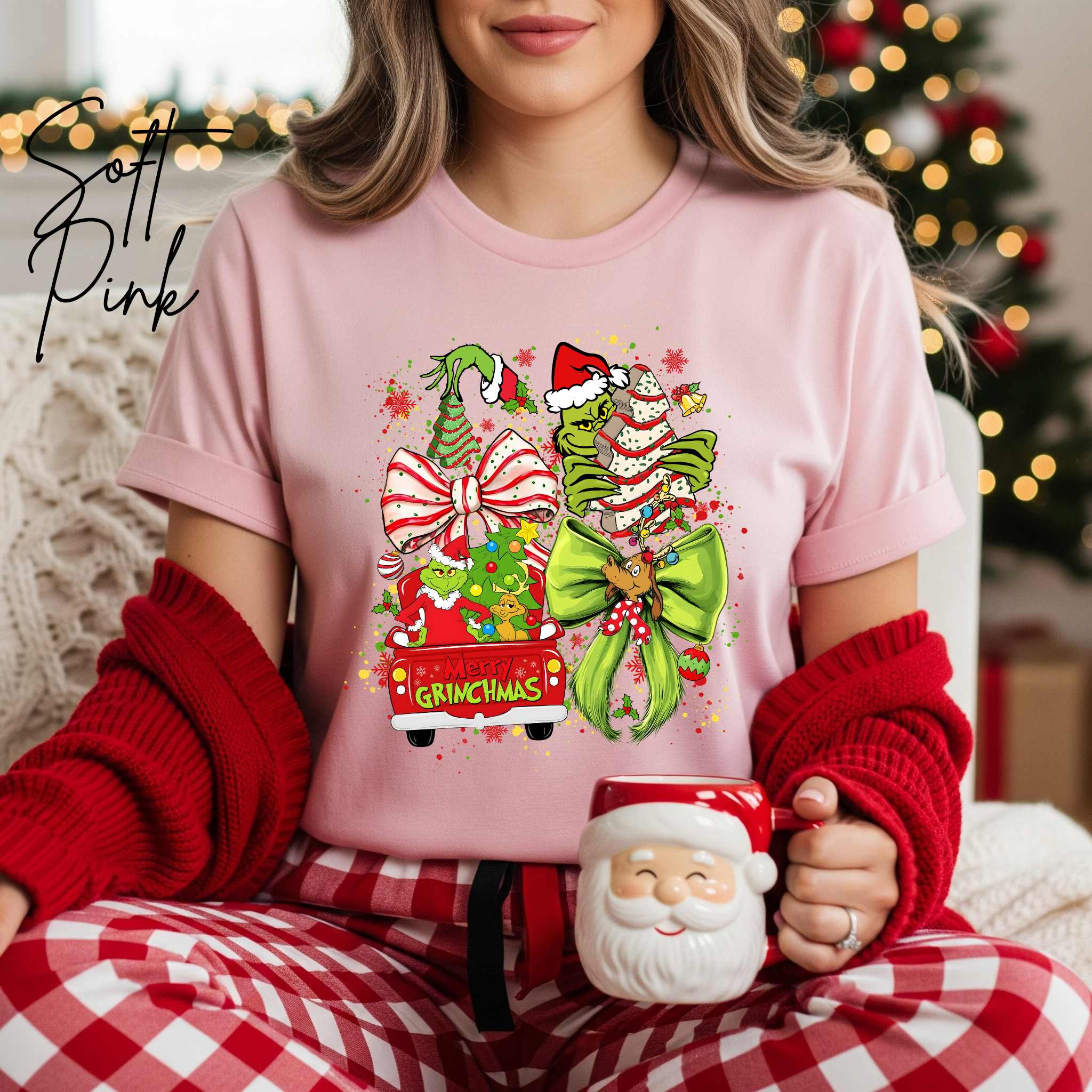 Ladies Merry Grinchmas Shirt | Bella Canvas 3001 Christmas Graphic Tee