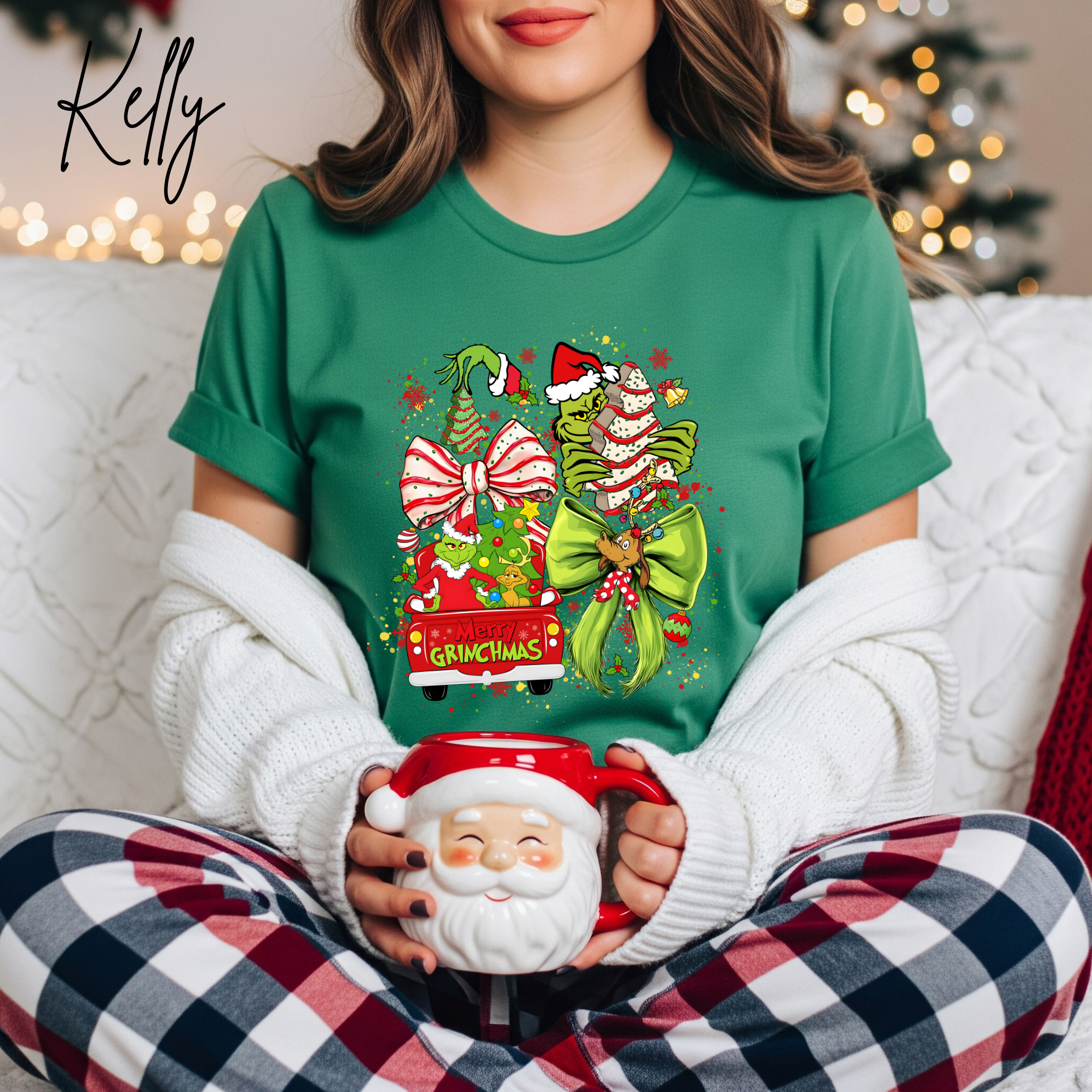 Ladies Merry Grinchmas Shirt | Bella Canvas 3001 Christmas Graphic Tee