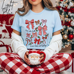 Deck the Halls with Bows and Holly T-Shirt | Bella Canvas 3001 Coquette Christmas Tee
