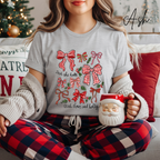 Deck the Halls with Bows and Holly T-Shirt | Bella Canvas 3001 Coquette Christmas Tee