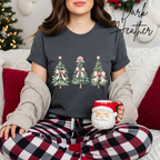 Cute Women's Christmas T-tshirt | Christmas Tree with Coquette Bows Bella Canvas 3001 Tshirt