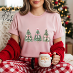Cute Women's Christmas T-tshirt | Christmas Tree with Coquette Bows Bella Canvas 3001 Tshirt