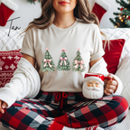 Cute Women's Christmas T-tshirt | Christmas Tree with Coquette Bows Bella Canvas 3001 Tshirt