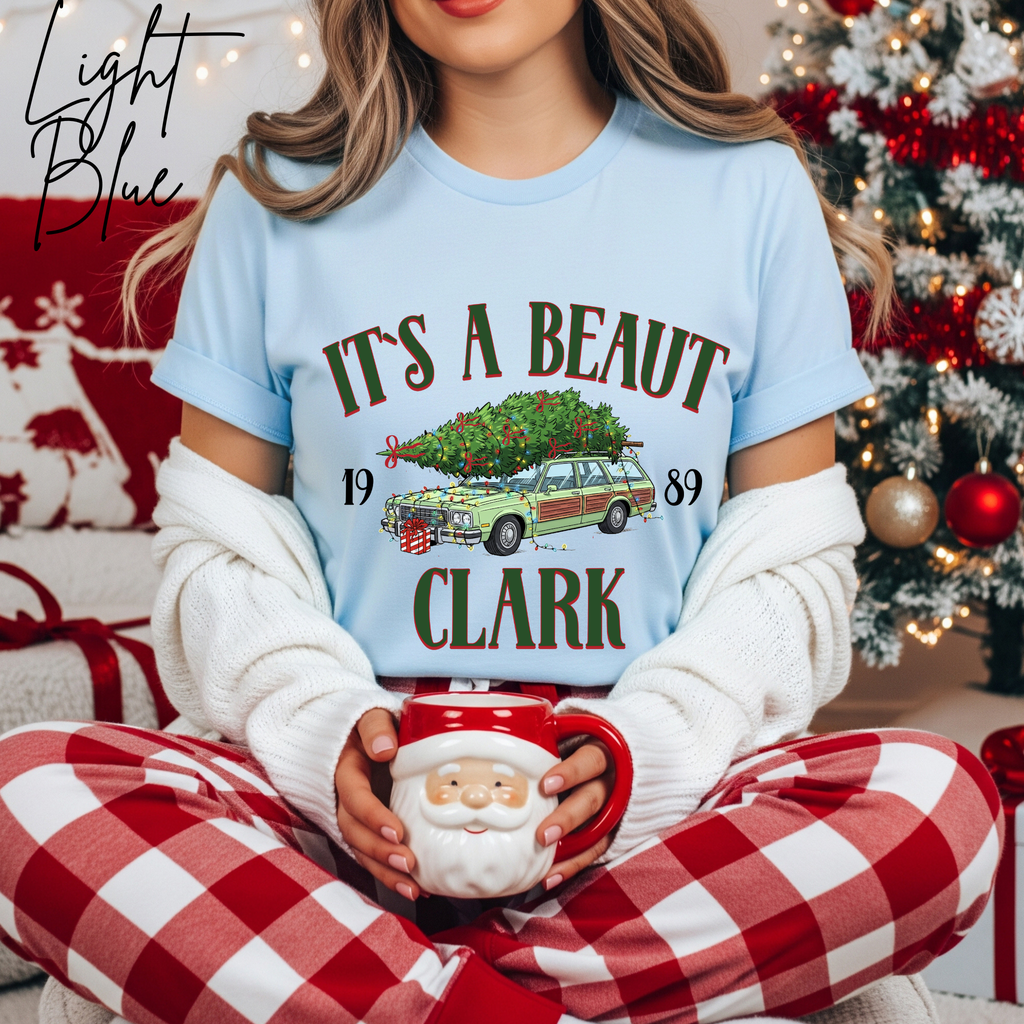 “It’s a Beaut, Clark” Christmas T-Shirt 🎄🚗 | Retro Griswold Station Wagon Holiday Bella Canvas 3001 Tee