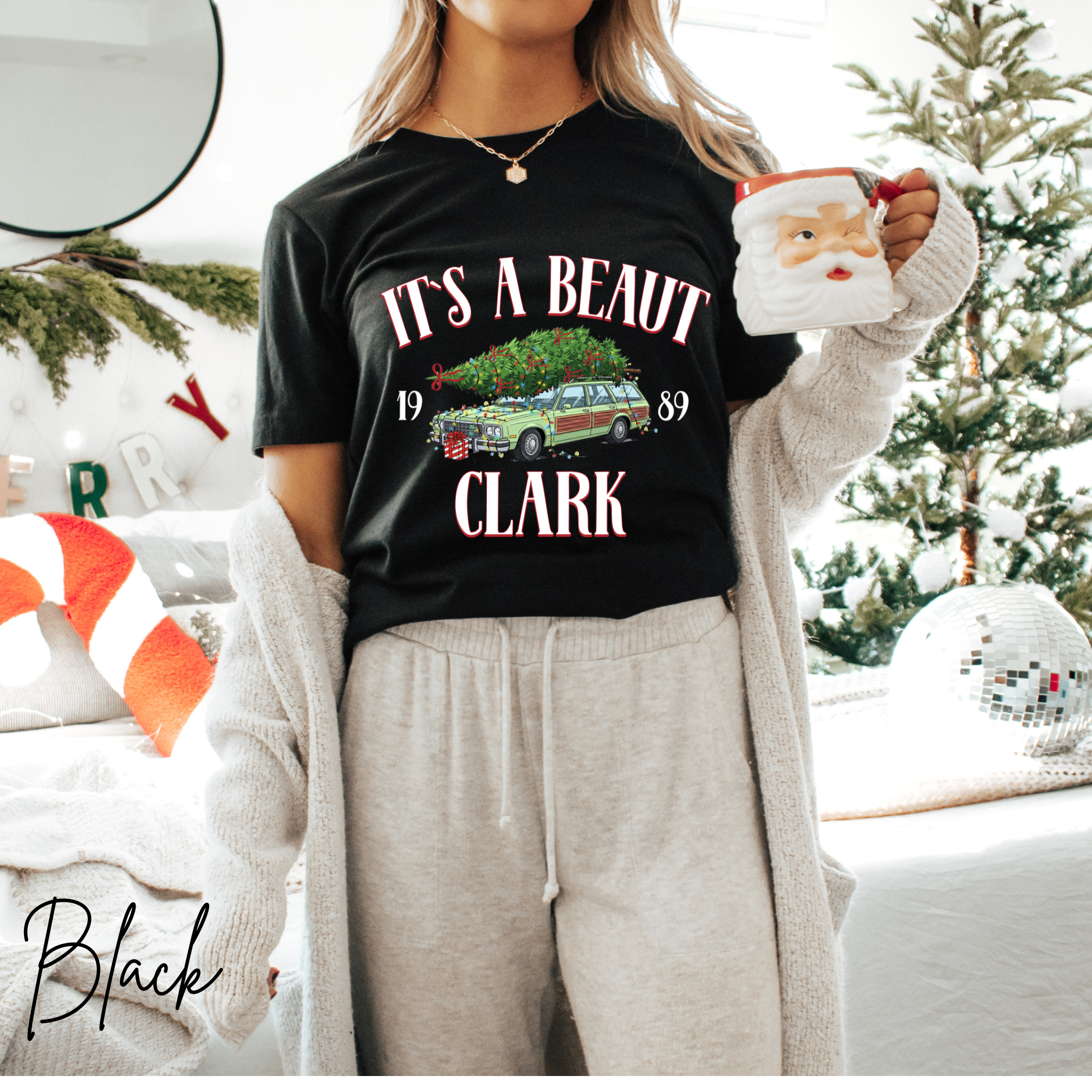 “It’s a Beaut, Clark” Christmas T-Shirt 🎄🚗 | Retro Griswold Station Wagon Holiday Bella Canvas 3001 Tee
