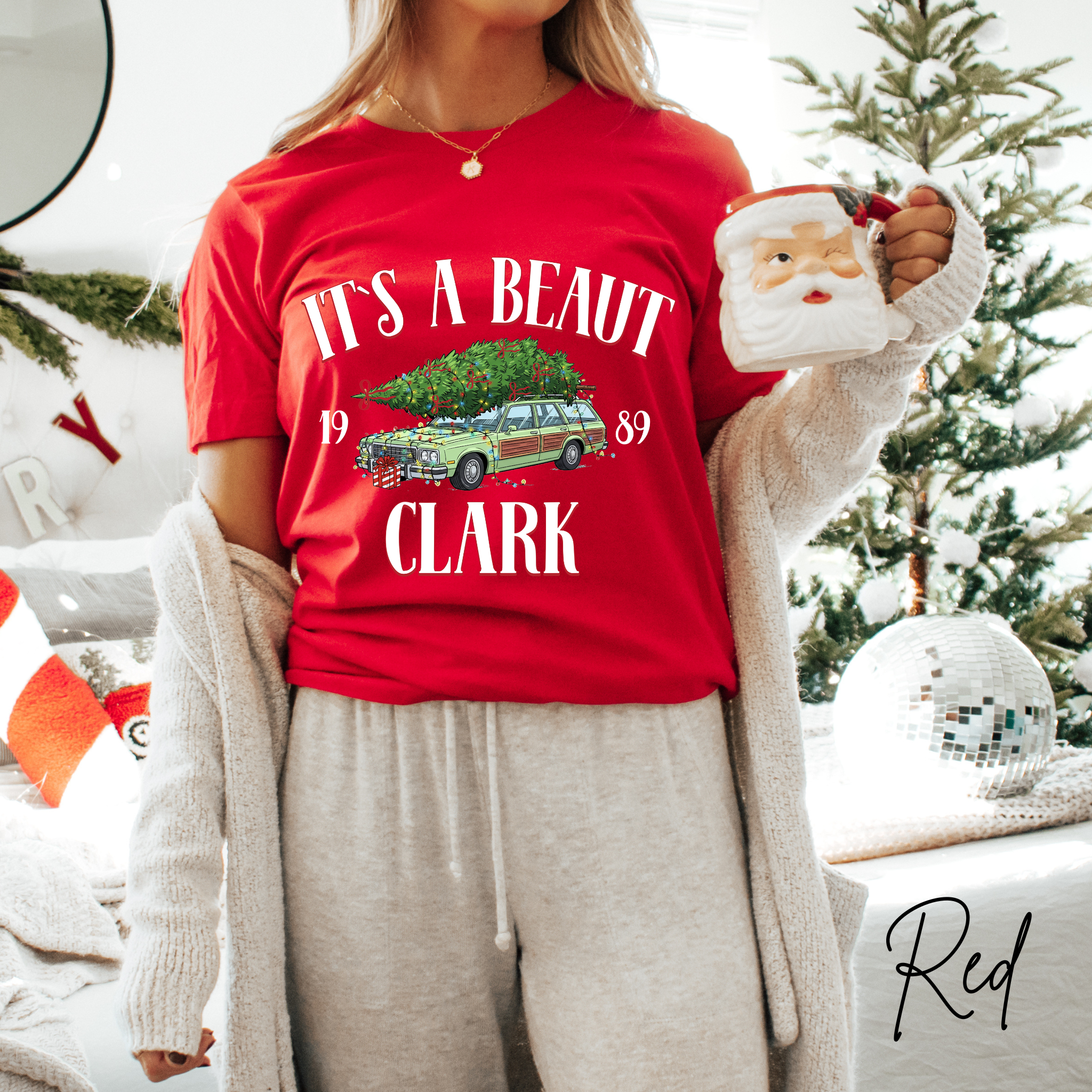 “It’s a Beaut, Clark” Christmas T-Shirt 🎄🚗 | Retro Griswold Station Wagon Holiday Bella Canvas 3001 Tee