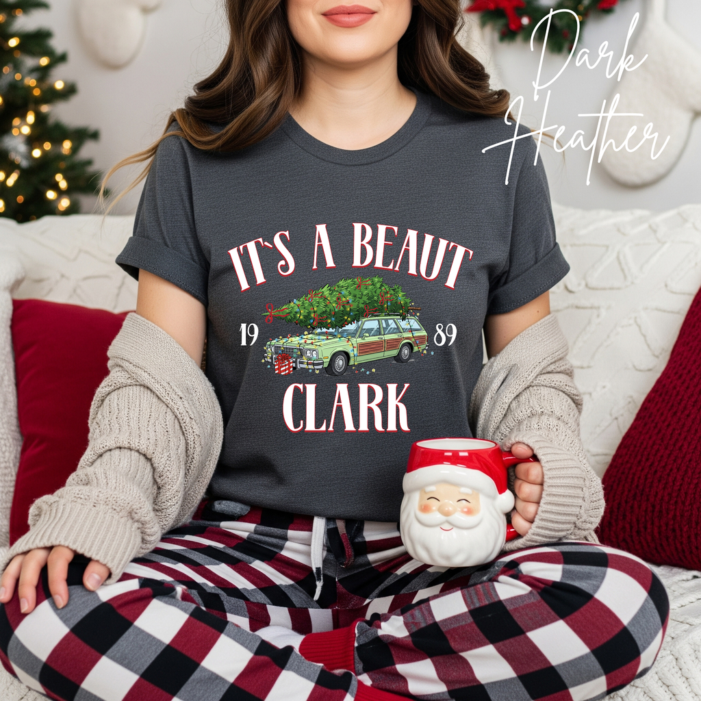 “It’s a Beaut, Clark” Christmas T-Shirt 🎄🚗 | Retro Griswold Station Wagon Holiday Bella Canvas 3001 Tee