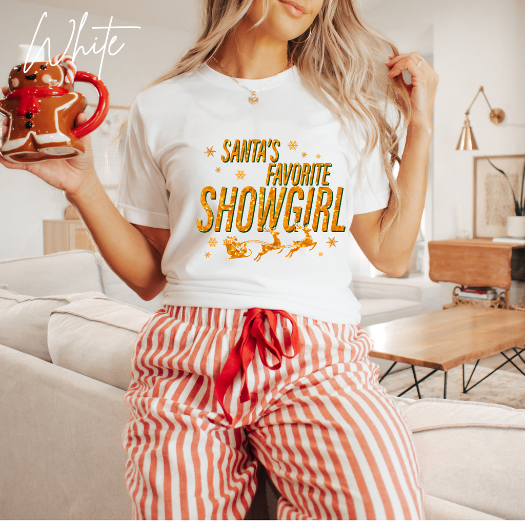 ✨ Santa’s Favourite Showgirl Ladies Christmas Sweatshirt | Festive Popstar Energy 🎄🌟 Bella Canvas 3001 Tee