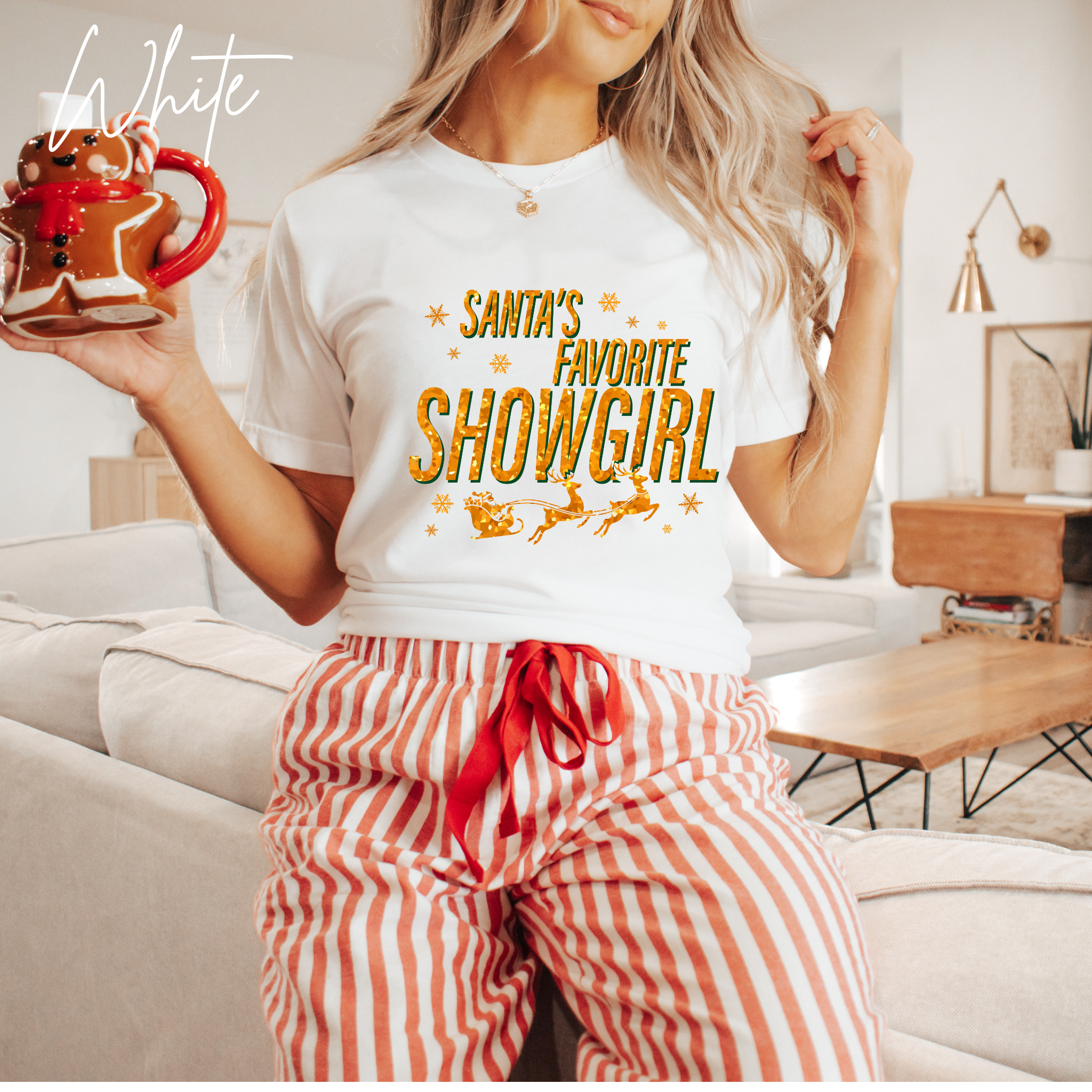✨ Santa’s Favourite Showgirl Ladies Christmas Sweatshirt | Festive Popstar Energy 🎄🌟 Bella Canvas 3001 Tee