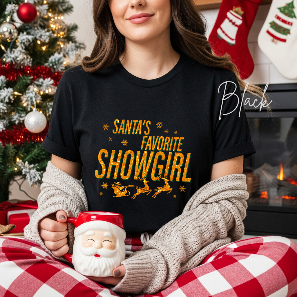 ✨ Santa’s Favourite Showgirl Ladies Christmas Sweatshirt | Festive Popstar Energy 🎄🌟 Bella Canvas 3001 Tee