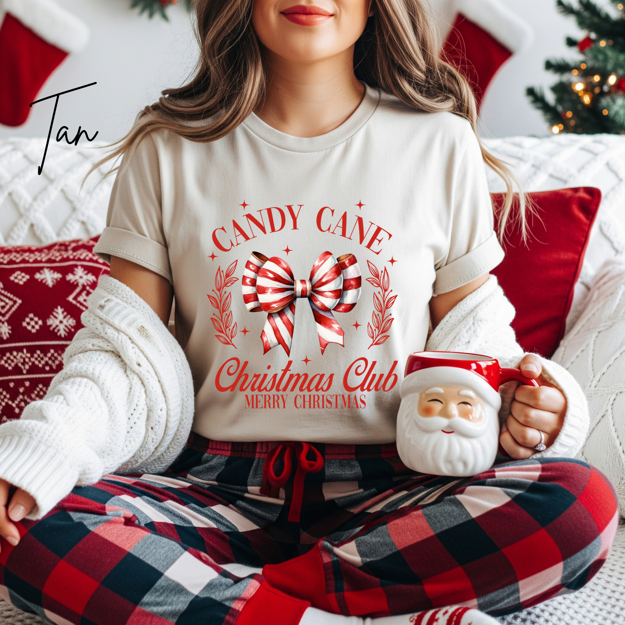Candy Cane Christmas Club Bella Canvas 3001 Tshirt