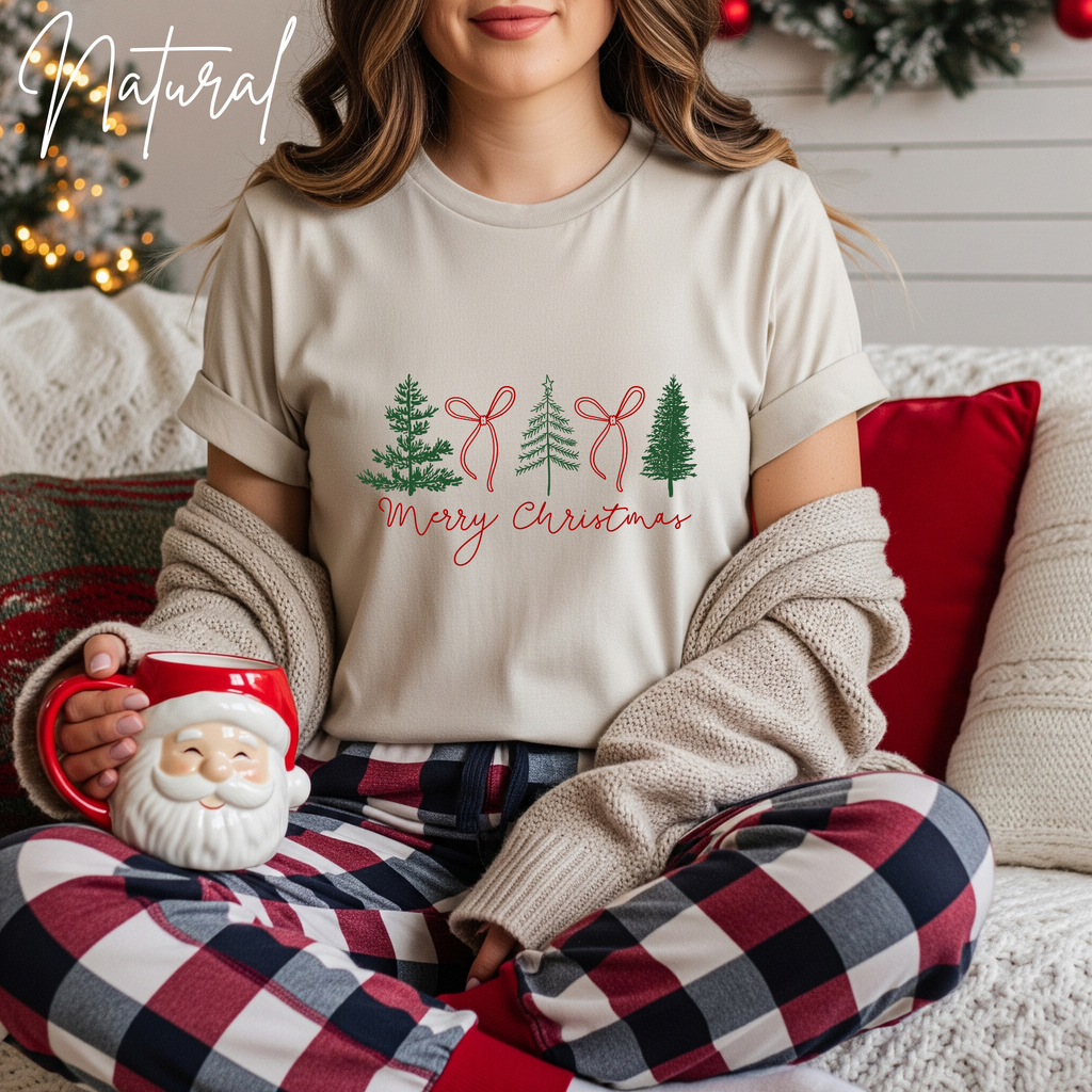 Coquette Christmas T-Shirt 🎄 | Bows & Christmas Trees Holiday Bella Canvas 3001 Tshirt