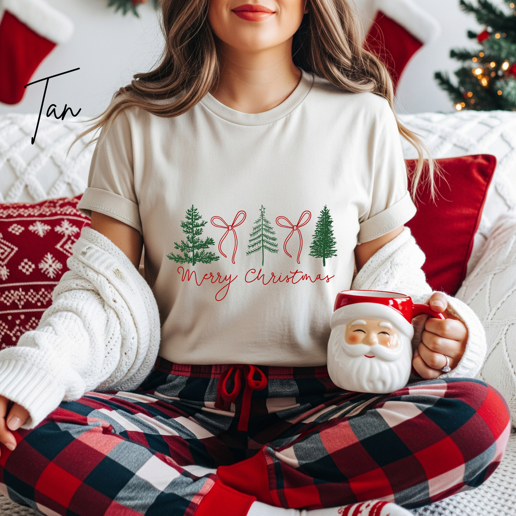Coquette Christmas T-Shirt 🎄 | Bows & Christmas Trees Holiday Bella Canvas 3001 Tshirt