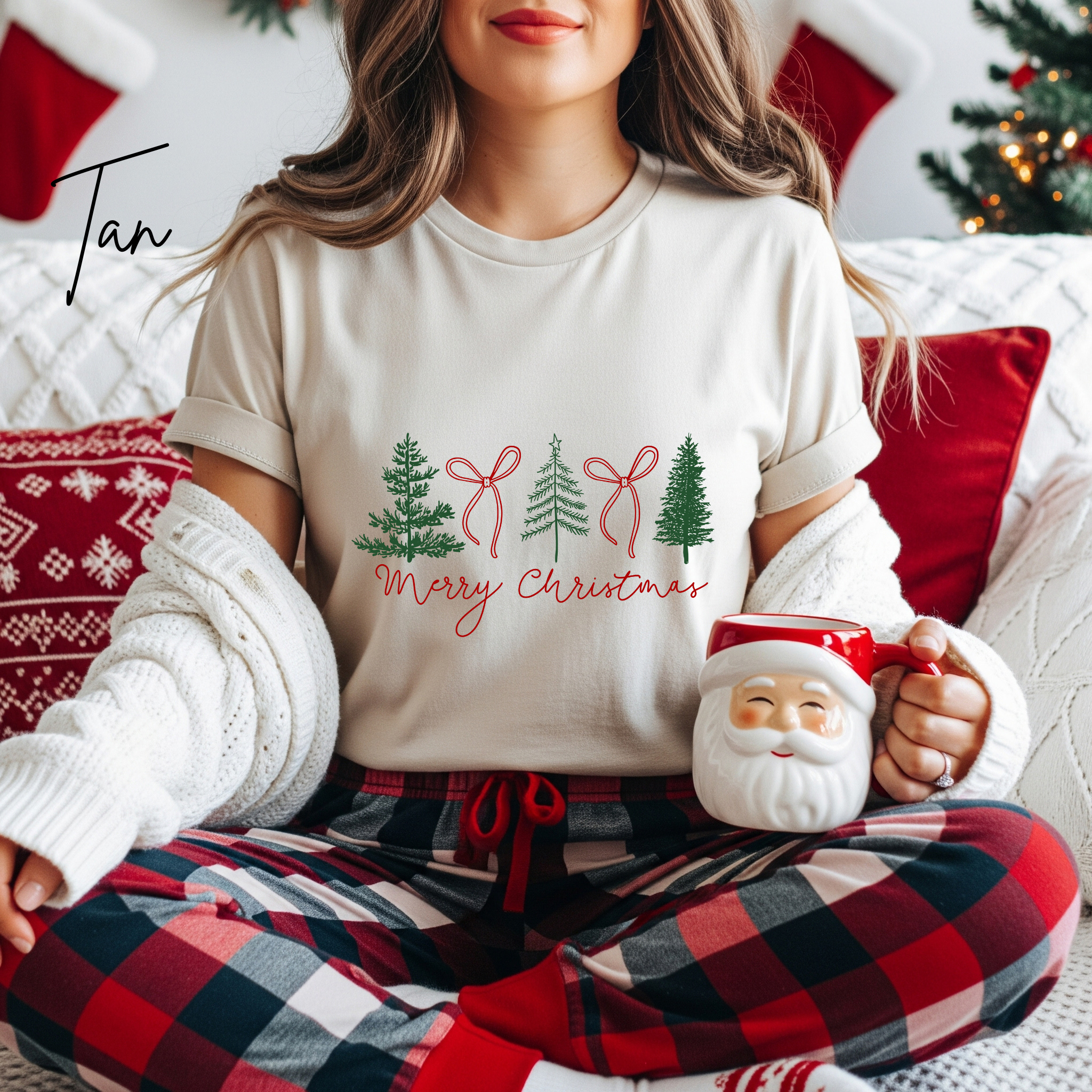 Coquette Christmas T-Shirt 🎄 | Bows & Christmas Trees Holiday Bella Canvas 3001 Tshirt