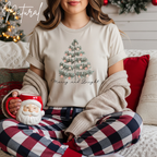 Merry & Bright Christmas T-Shirt 🎀 | Pastel Tree Holiday Tee | Bella Canvas 3001 Tshirt