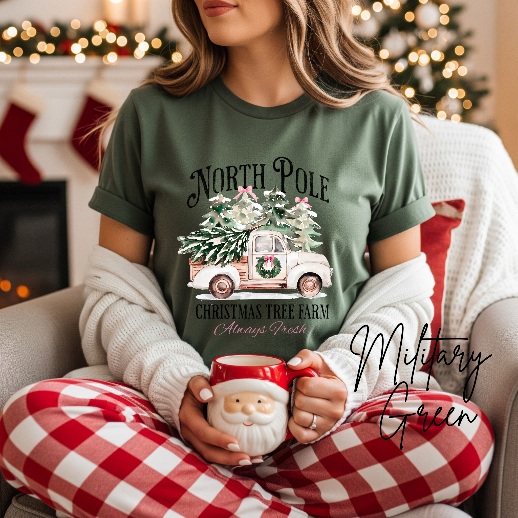 North Pole Christmas Tree Farm T-Shirt 🎄 | Vintage Truck Holiday  Bella Canvas 3001 Tshirt