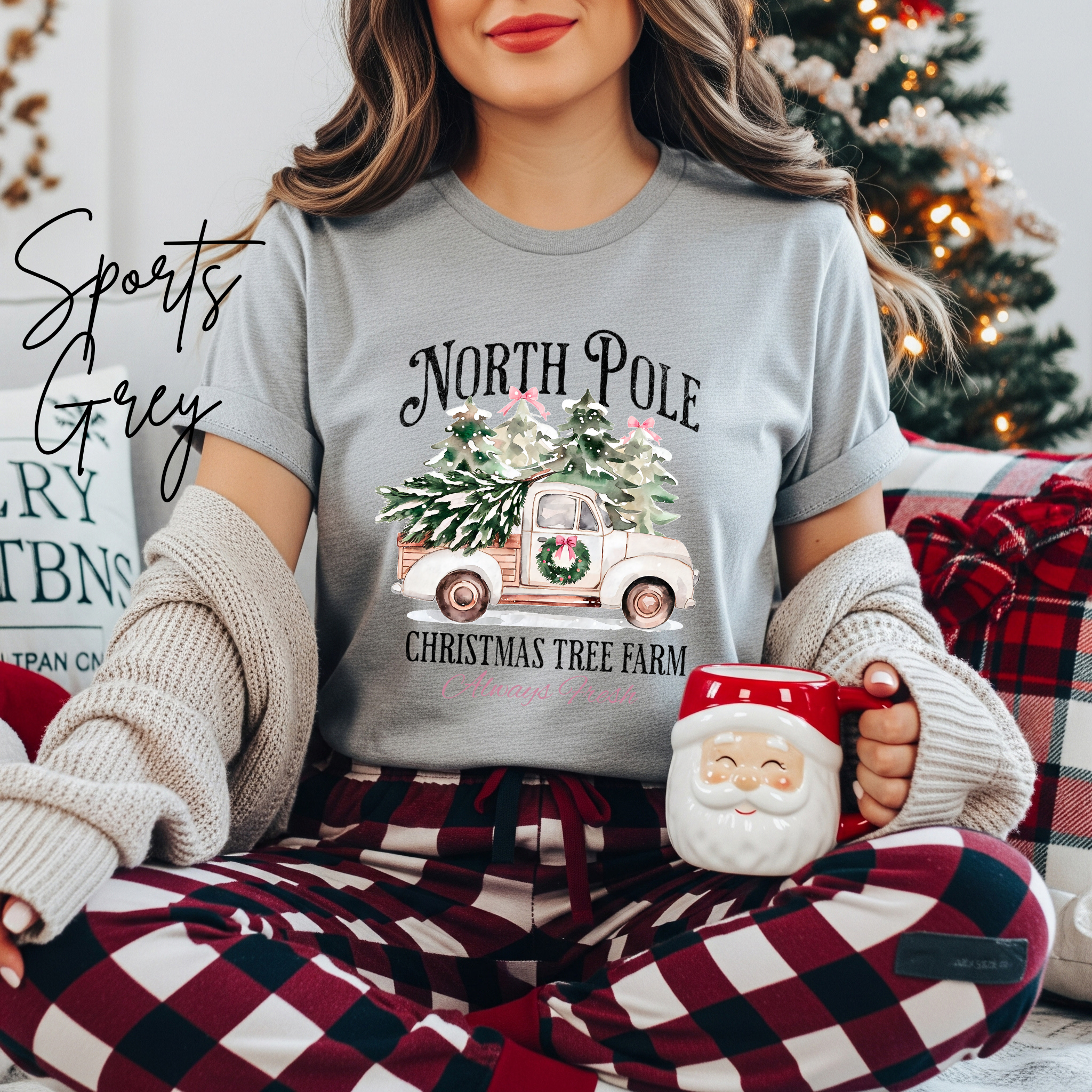 North Pole Christmas Tree Farm T-Shirt 🎄 | Vintage Truck Holiday  Bella Canvas 3001 Tshirt