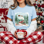 Women’s “Believe” Christmas T-Shirt | Polar Express & Santa Sleigh Holiday Bella Canvas 3001 Tshirt