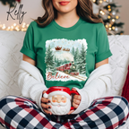 Women’s “Believe” Christmas T-Shirt | Polar Express & Santa Sleigh Holiday Bella Canvas 3001 Tshirt