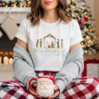 The Greatest Gift of All Nativity Christmas Bella Canvas 3001 Tshirt