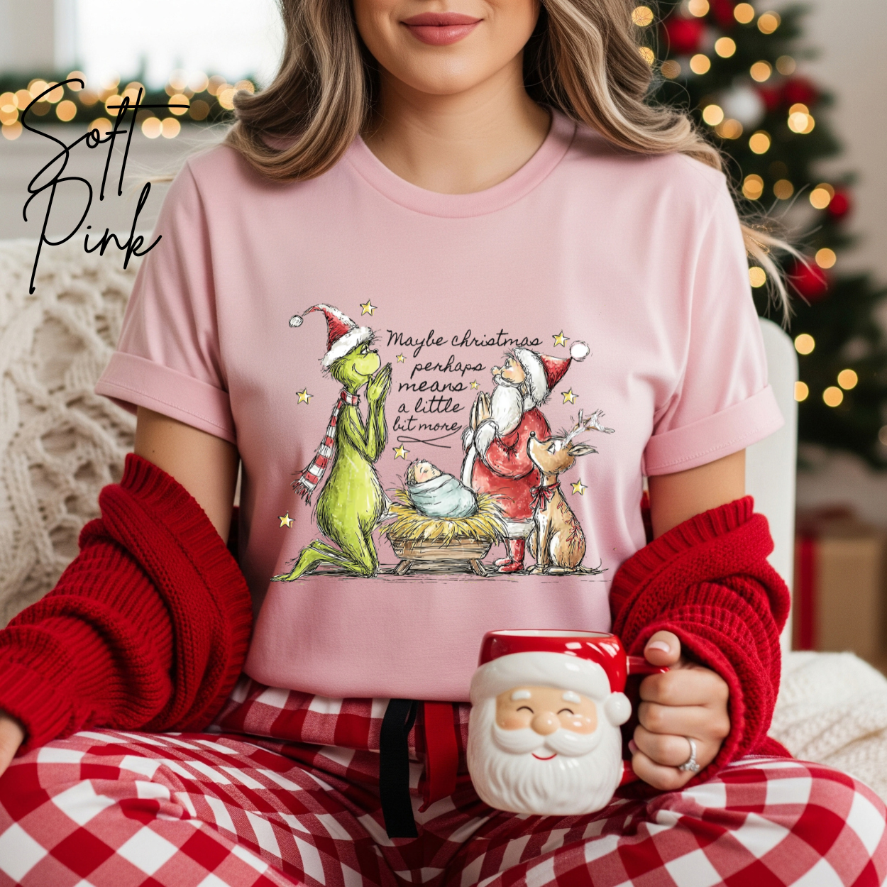 🦌🎄 Maybe Christmas Perhaps Means a Little Bit More T-Shirt 🎄✨ | Grinch Nativity Scene Tee | Funny Christmas Jesus Shirt | Holiday Graphic Tee