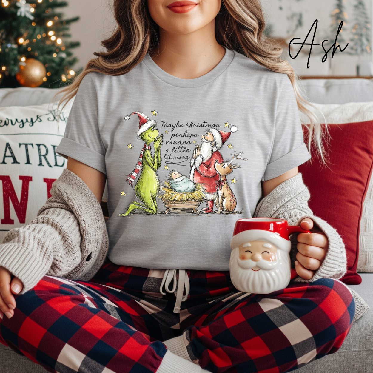 🦌🎄 Maybe Christmas Perhaps Means a Little Bit More T-Shirt 🎄✨ | Grinch Nativity Scene Tee | Funny Christmas Jesus Shirt | Holiday Graphic Tee