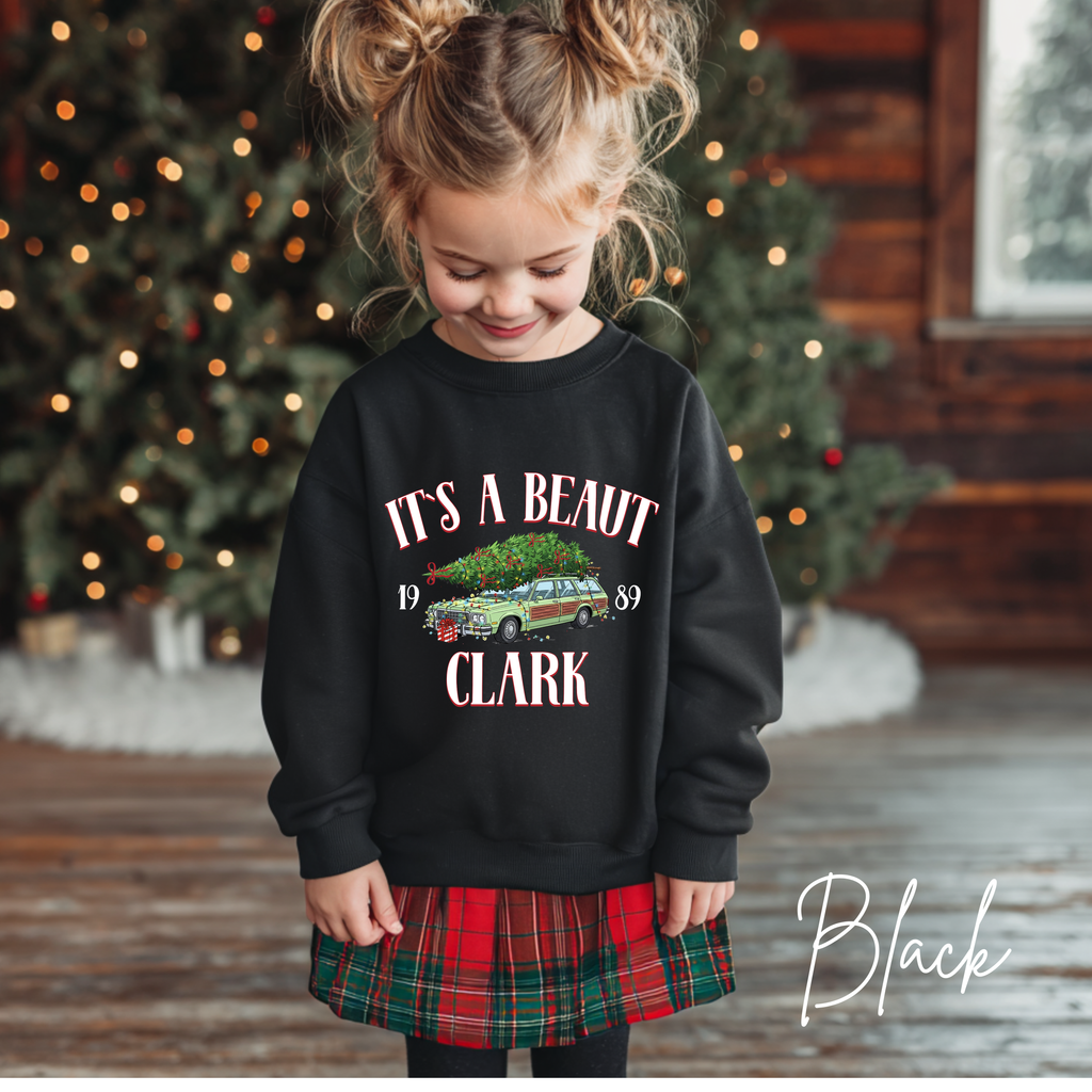 It’s a Beaut, Clark Kids Christmas Sweatshirt 🎄 | Griswold Wagon Holiday Pullover Design Gildan 18000B Sweatshirt